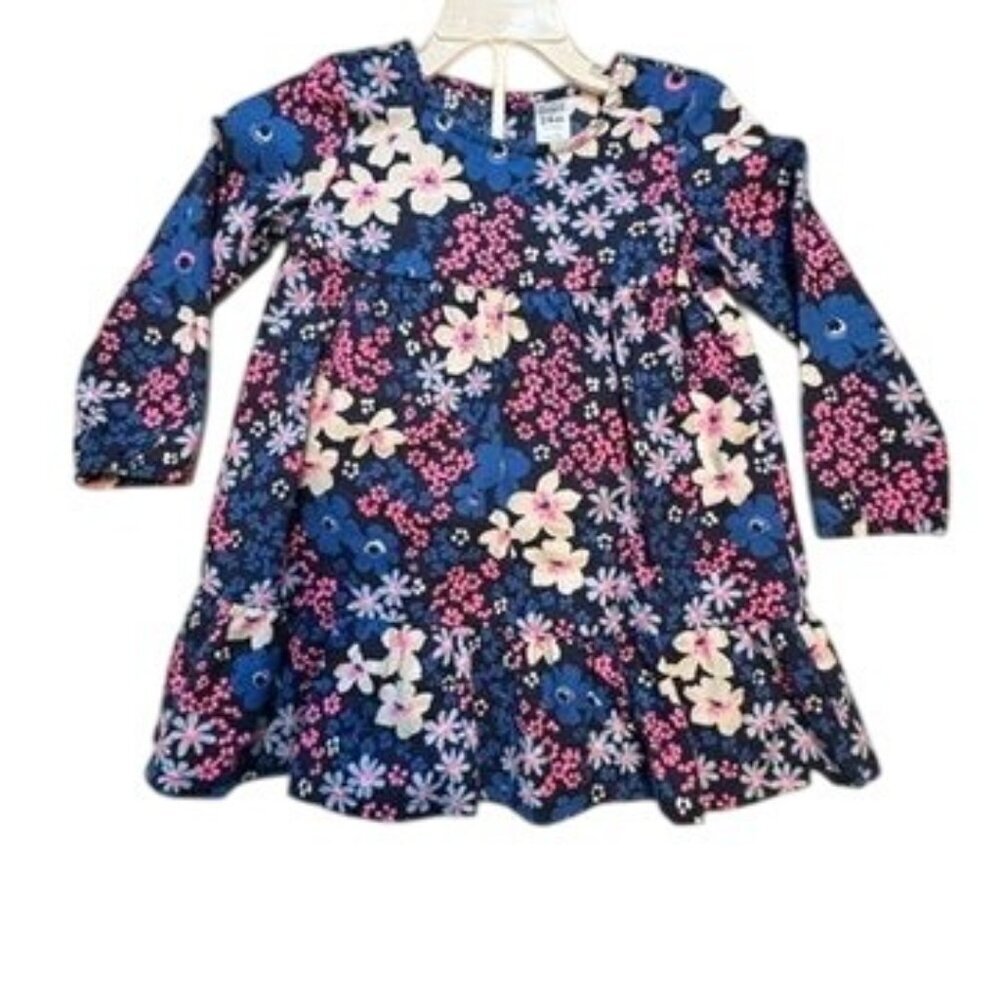 Carters Floral Navy Dress w/Panties 24 Mos Multi Long‎ Sleeves Baby Toddler NEW